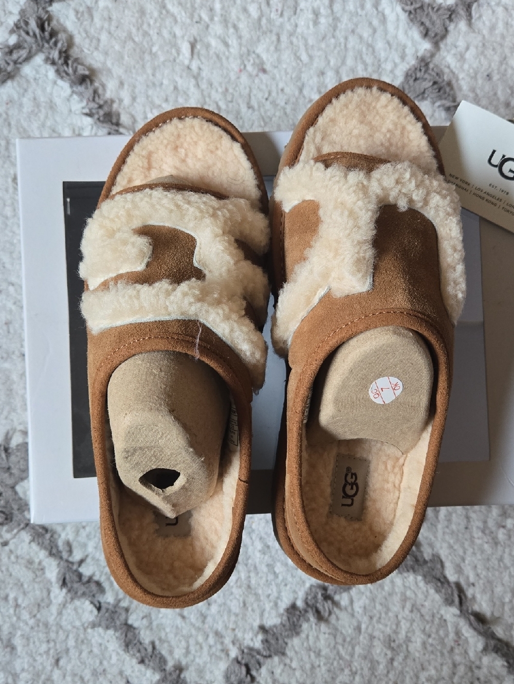 UGG  Brown Suede Shearling-Lined Slip-Ons